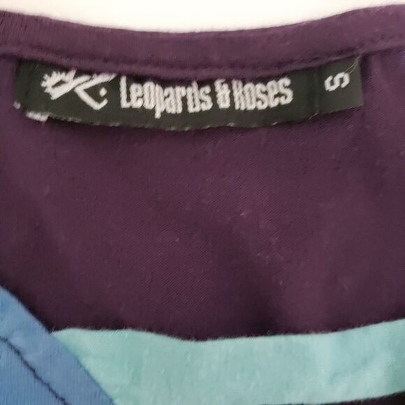 Leopards & Roses | Women's SIZE S Embroidered Art-to-Wear Artsy Tunic Shirt Y2K - Picture 5 of 8